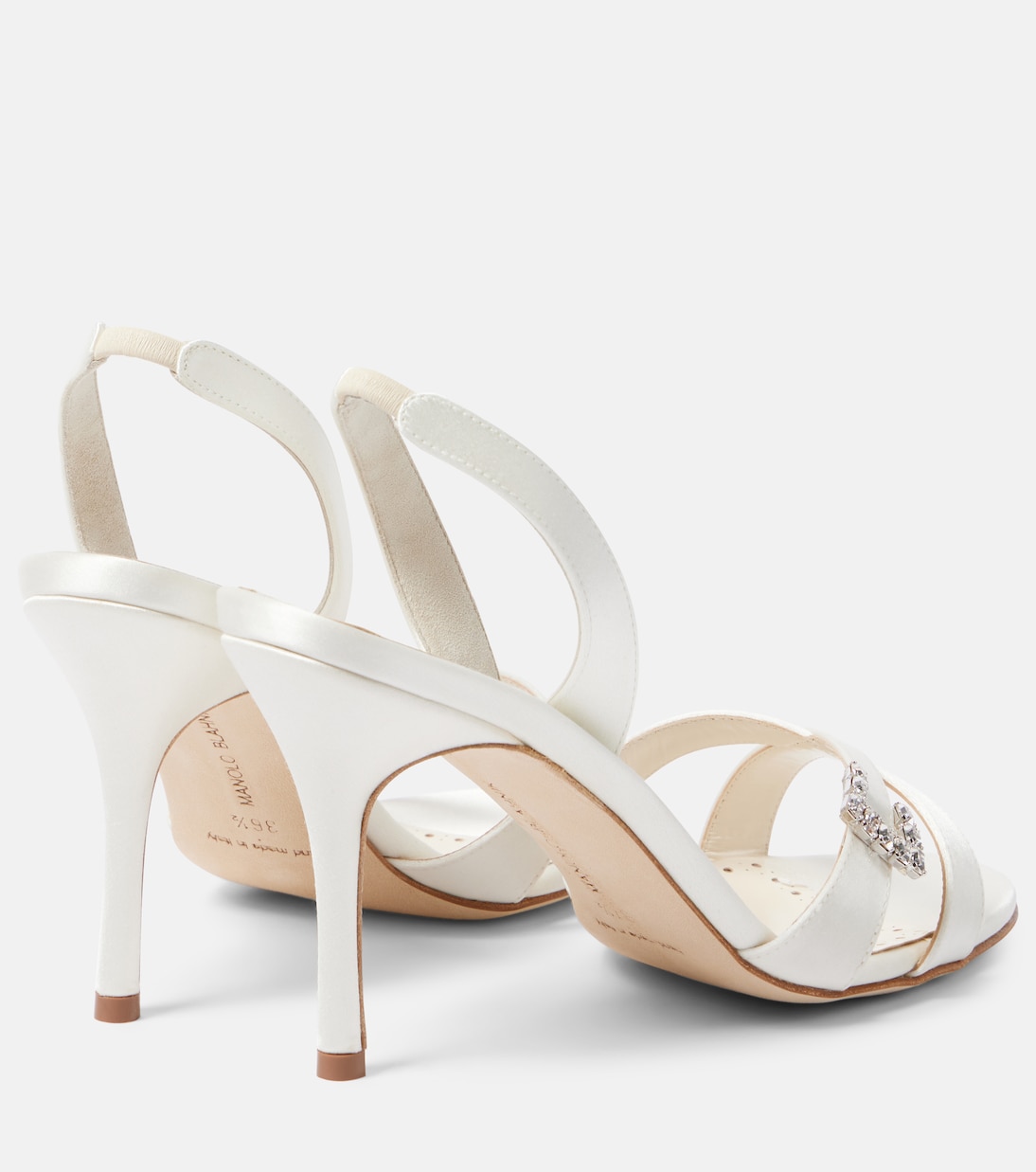Ramisli embellished satin slingback sandals | Manolo Blahnik