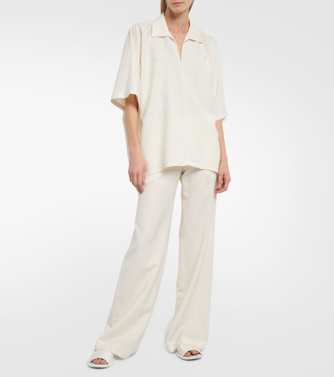 Foulard wool, silk and linen straight pants | The Row