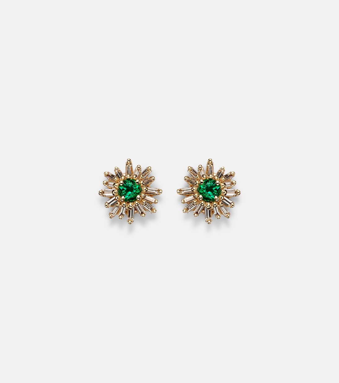 Boucles d'oreilles en or 18 ct, diamants et émeraudes | Suzanne Kalan