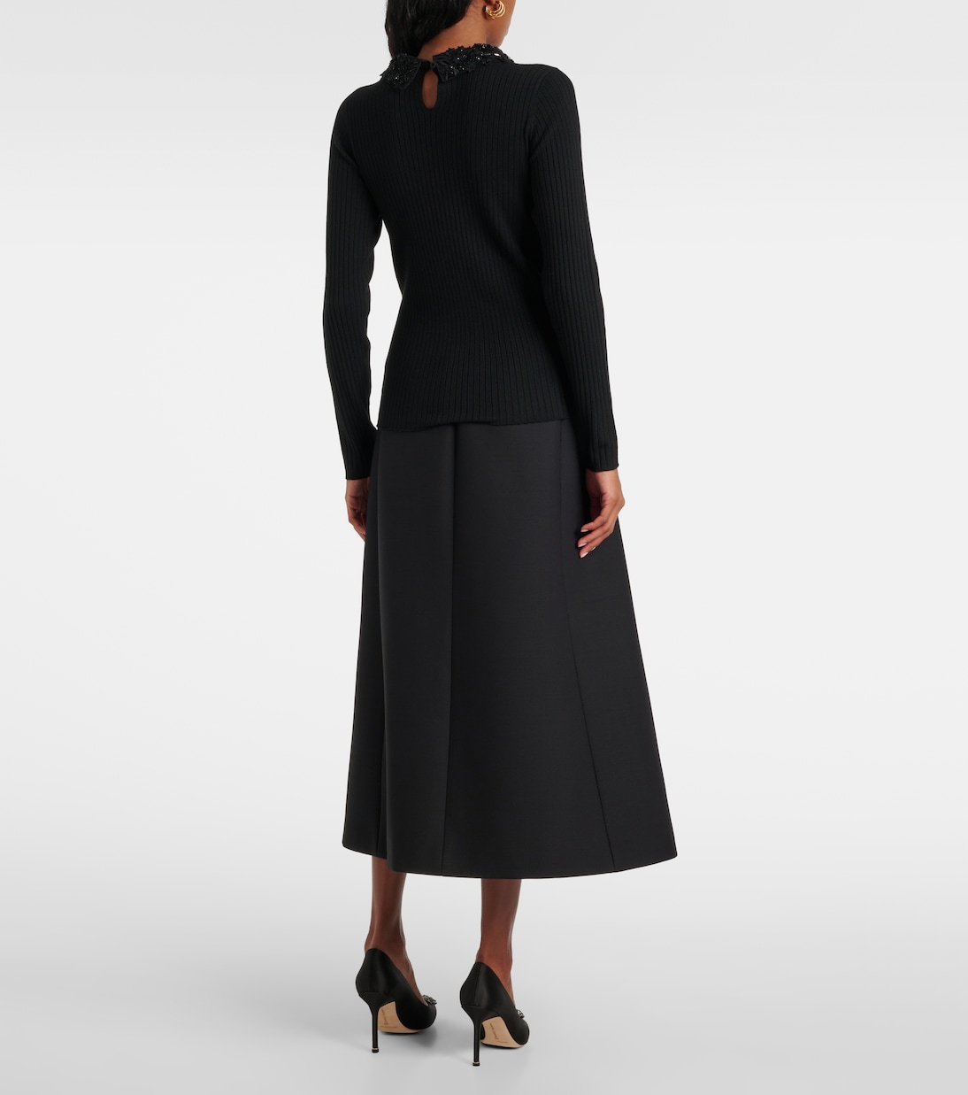 Verziertes Top aus Rippstrick | Carolina Herrera