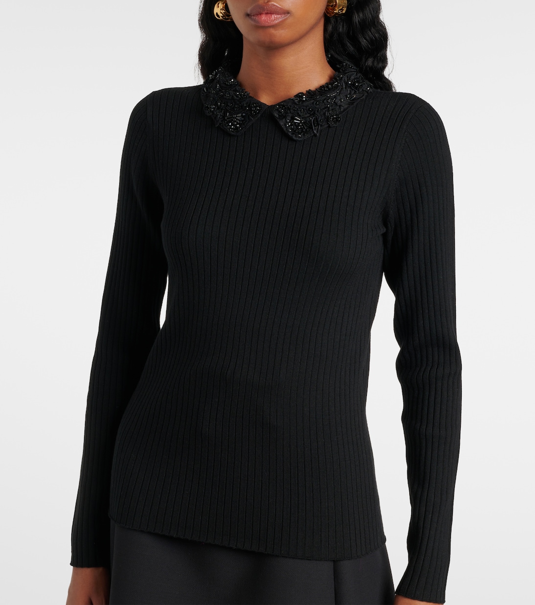 Verziertes Top aus Rippstrick | Carolina Herrera