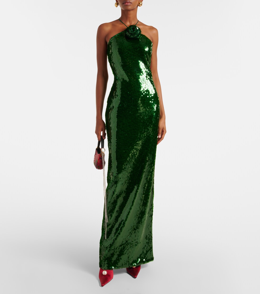 Robe longue à sequins et fleur | Magda Butrym