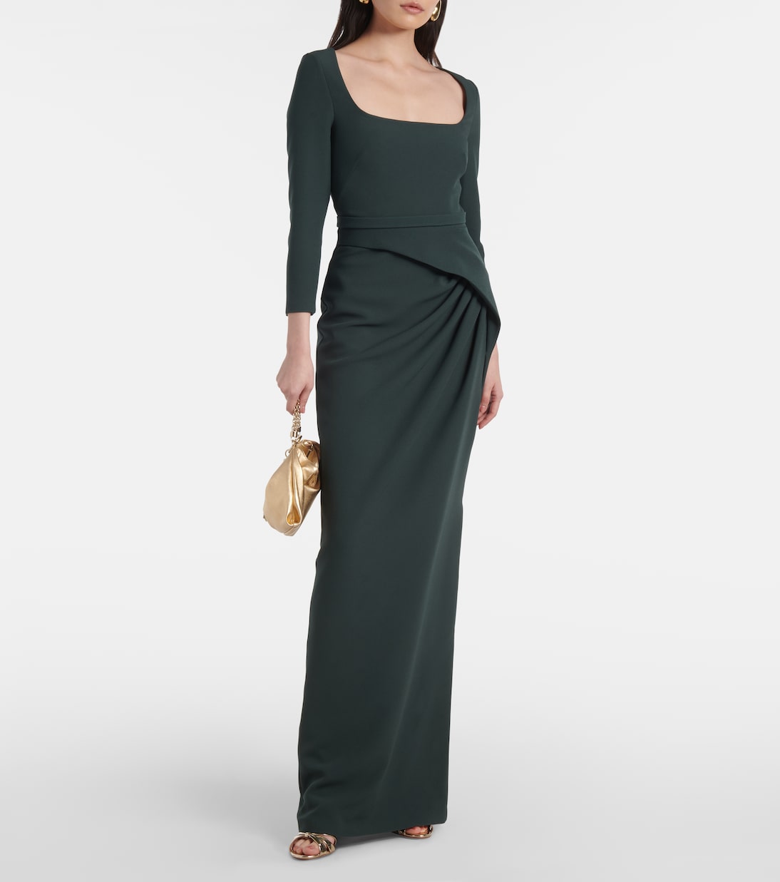 Abito lungo Mahir in crêpe drappeggiato | Safiyaa