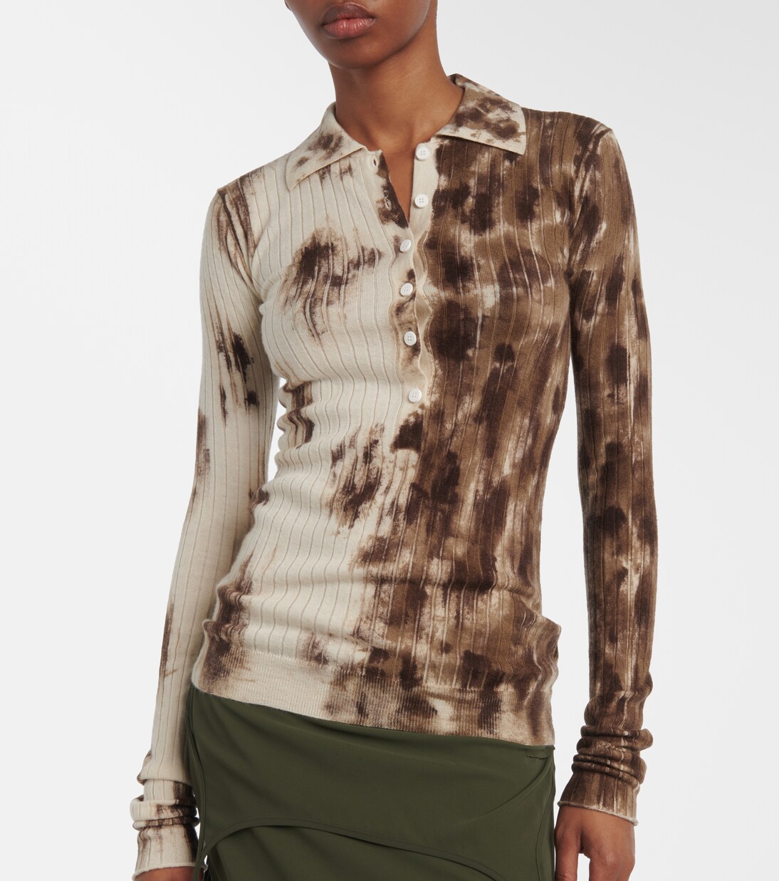 Bedruckter Polopullover aus Kaschmir und Seide | The Attico