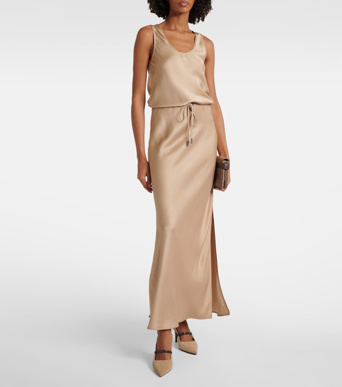 Satin maxi dress | Brunello Cucinelli