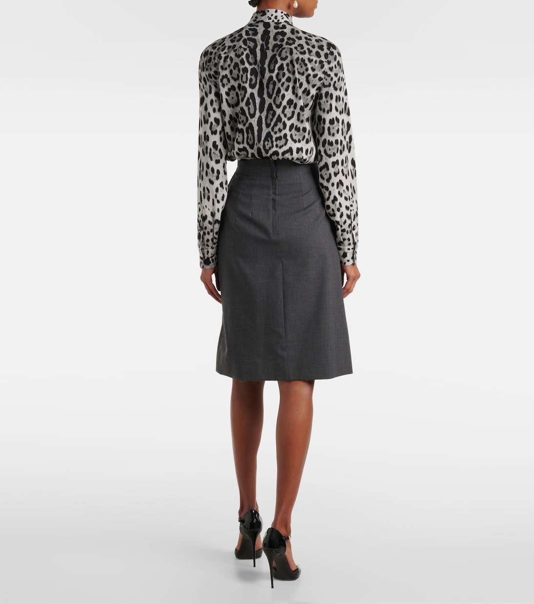 Jupe midi en laine vierge | Dolce&Gabbana