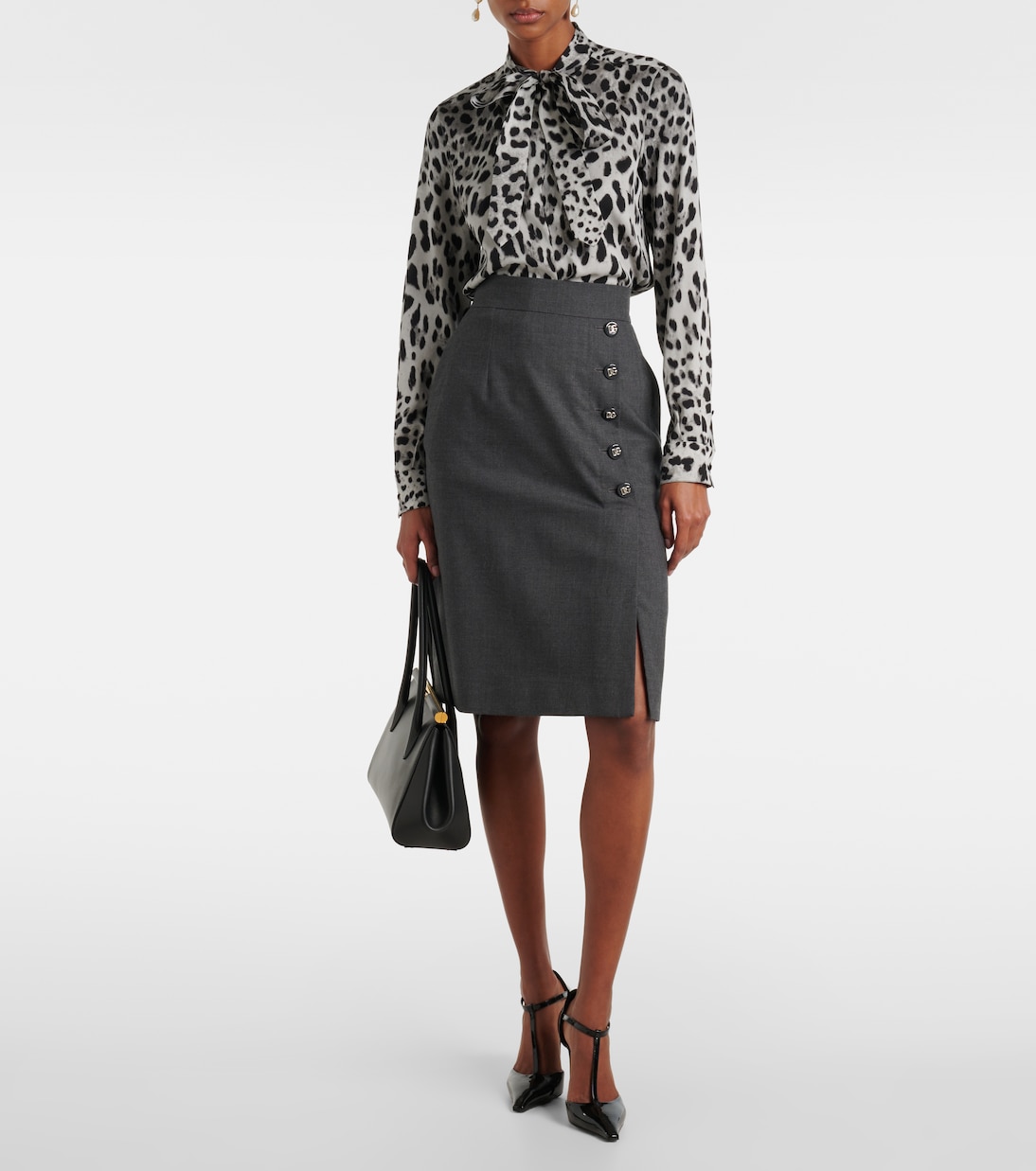 Jupe midi en laine vierge | Dolce&Gabbana