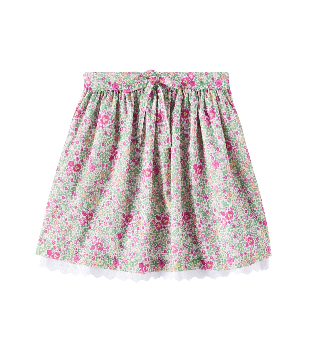 Luna lace-trimmed floral cotton skirt | La Coqueta