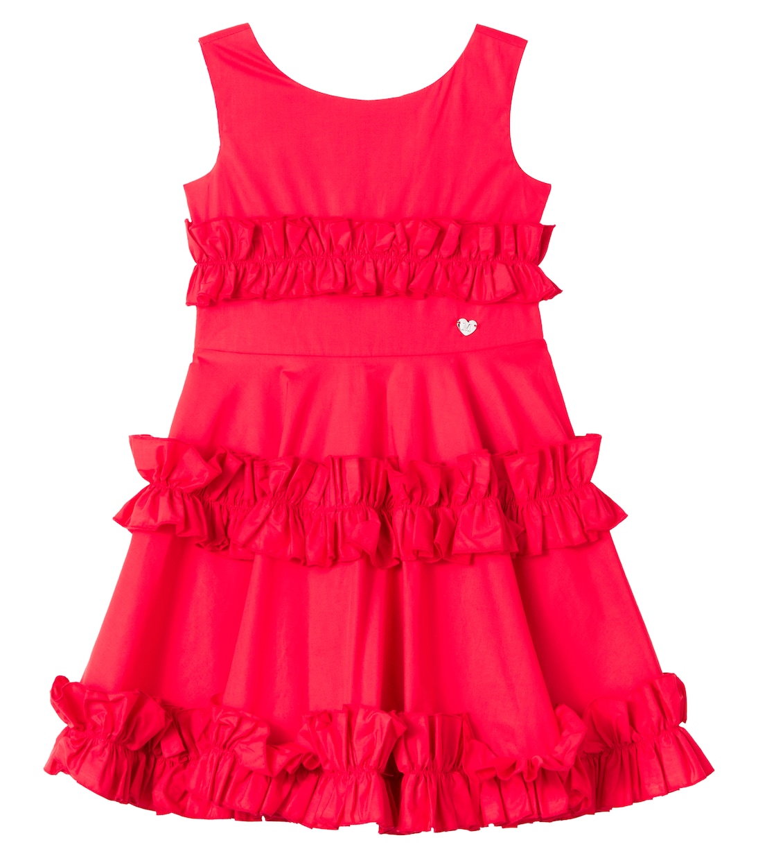 Ruffle-trimmed cotton poplin dress | Monnalisa