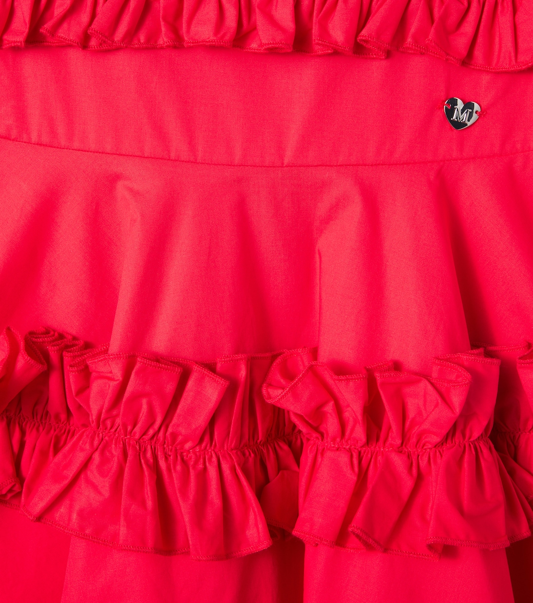 Ruffle-trimmed cotton poplin dress | Monnalisa