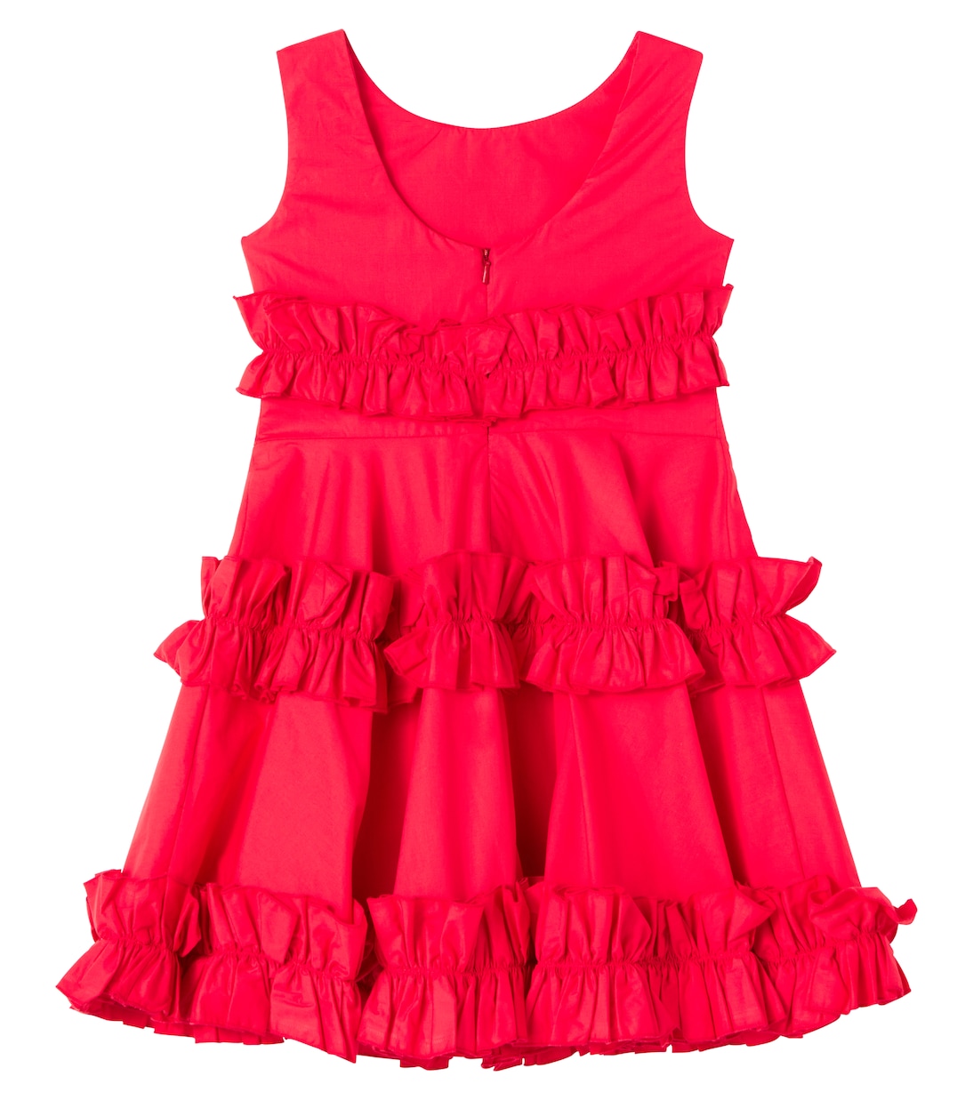 Ruffle-trimmed cotton poplin dress | Monnalisa