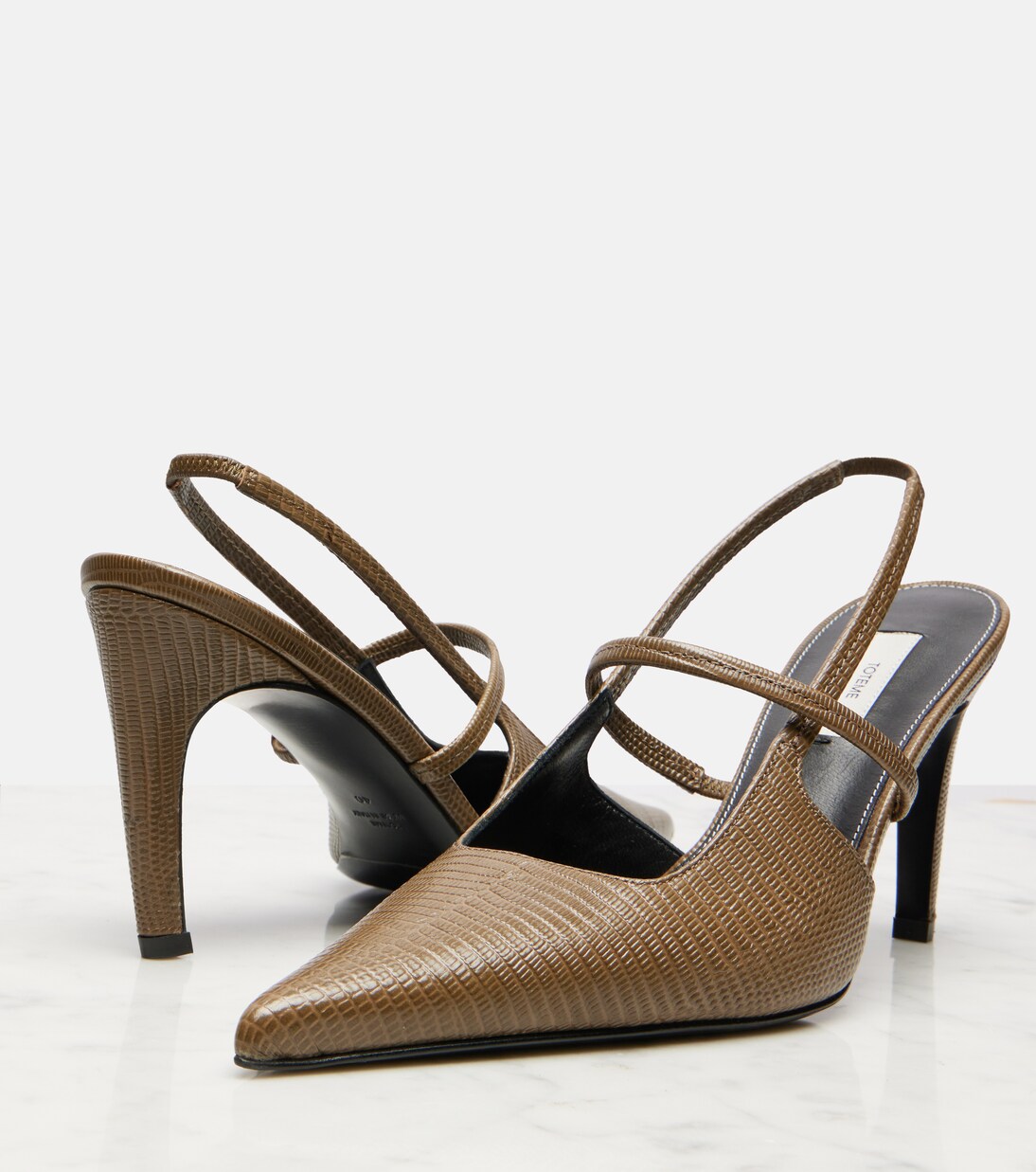 85 lizard-effect leather slingback pumps | Toteme