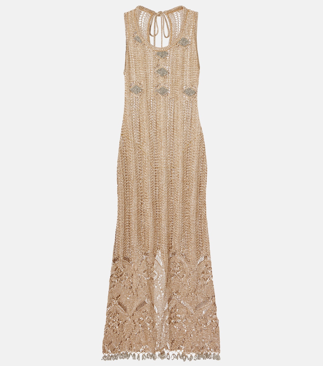 Verziertes Midikleid aus Häkelstrick | Rabanne