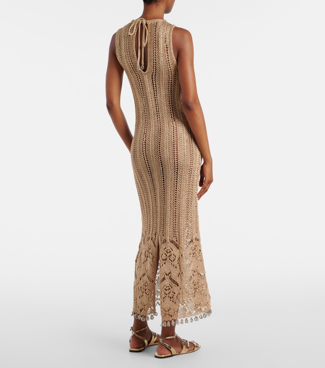 Verziertes Midikleid aus Häkelstrick | Rabanne