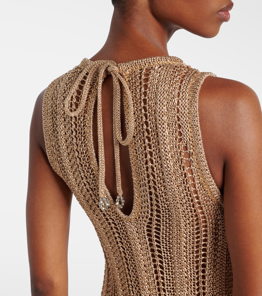 Verziertes Midikleid aus Häkelstrick | Rabanne