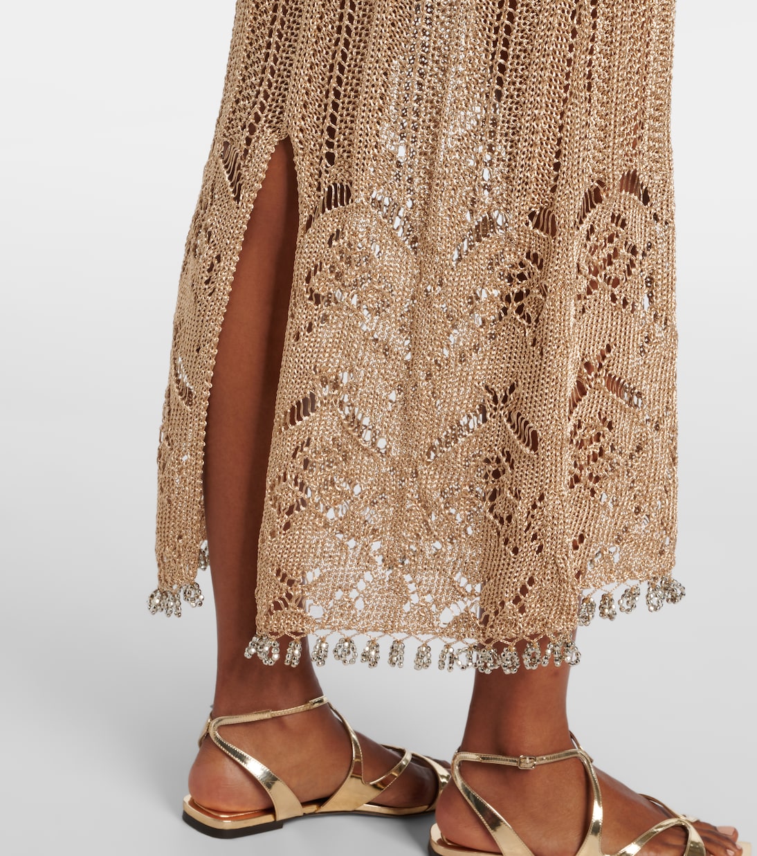 Verziertes Midikleid aus Häkelstrick | Rabanne