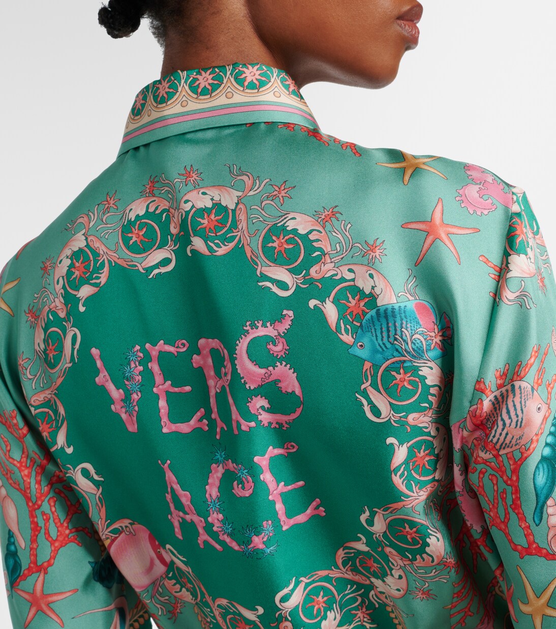 Hemdblusenkleid Underwater Barocco aus Seiden-Twill | Versace