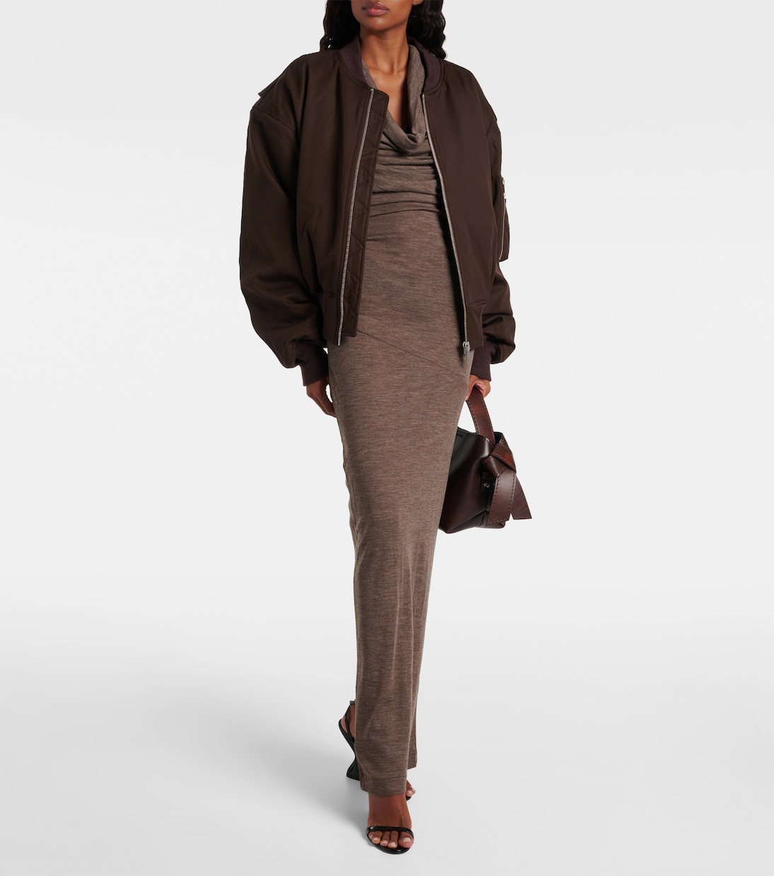 Draped semi-sheer wool maxi dress | Entire Studios