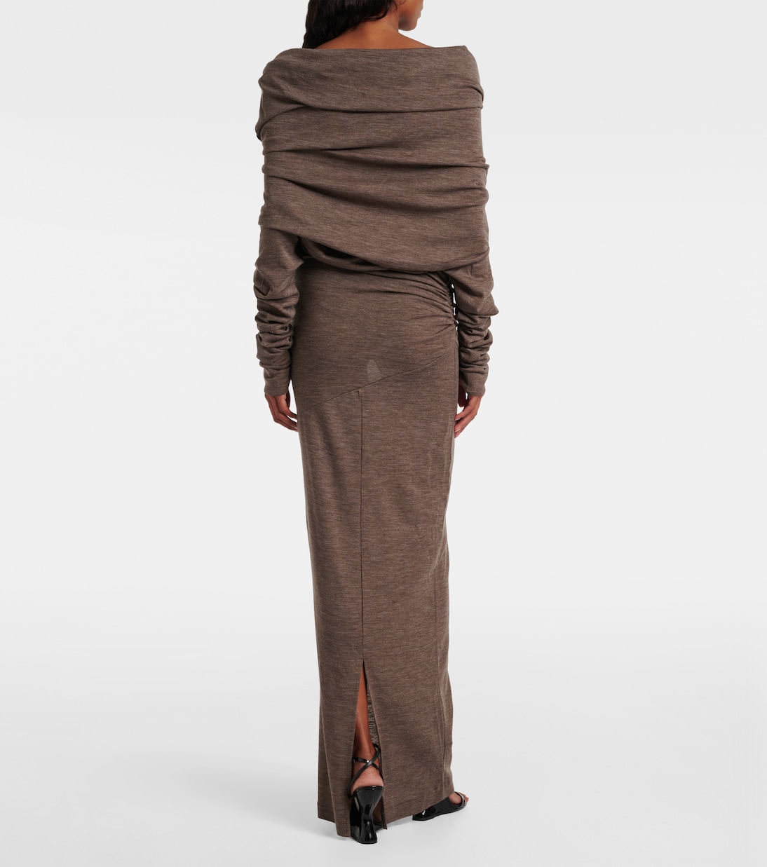 Draped semi-sheer wool maxi dress | Entire Studios