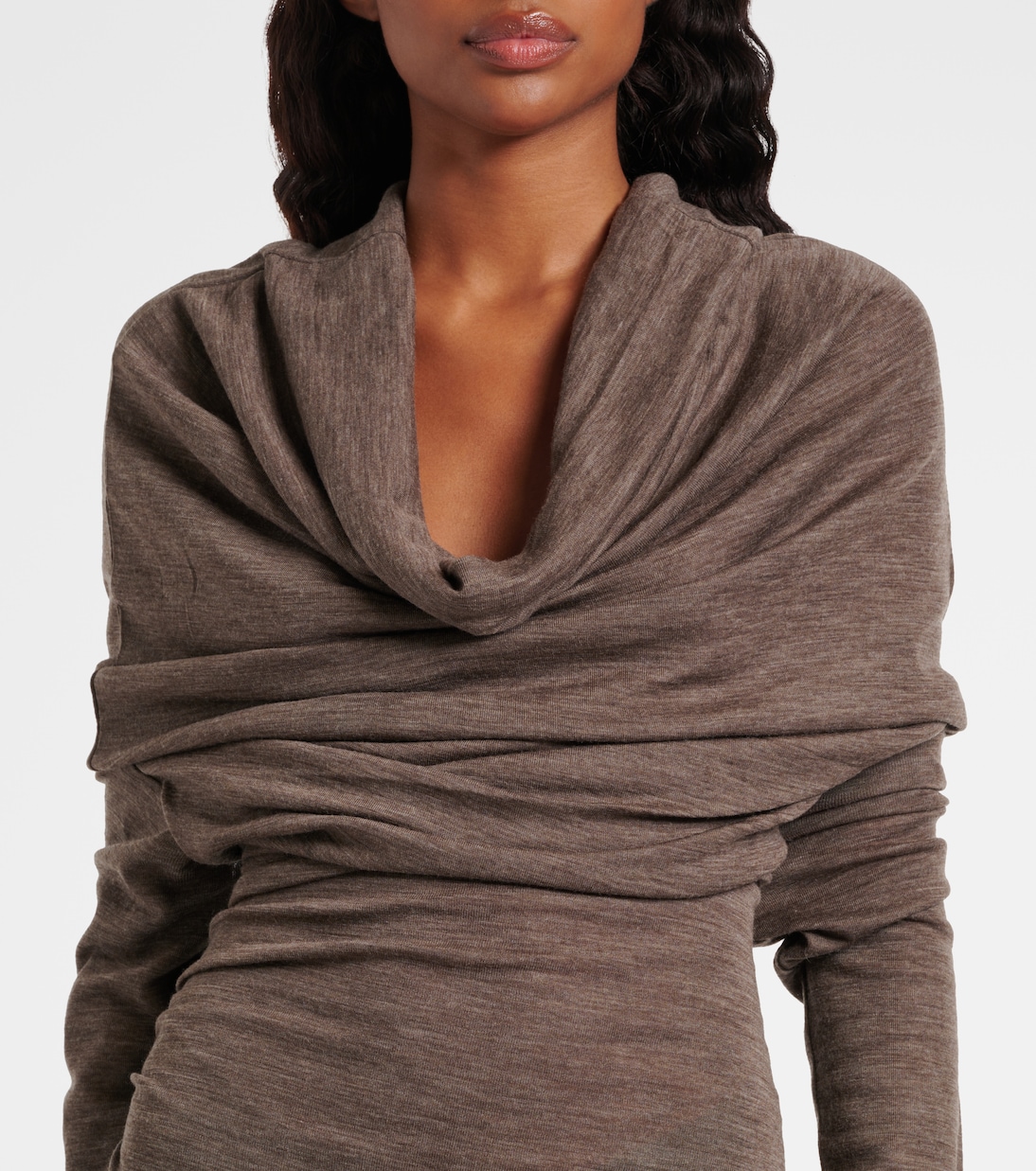 Draped semi-sheer wool maxi dress | Entire Studios