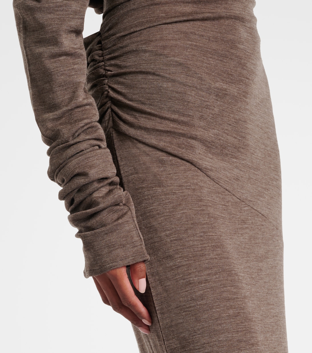 Draped semi-sheer wool maxi dress | Entire Studios