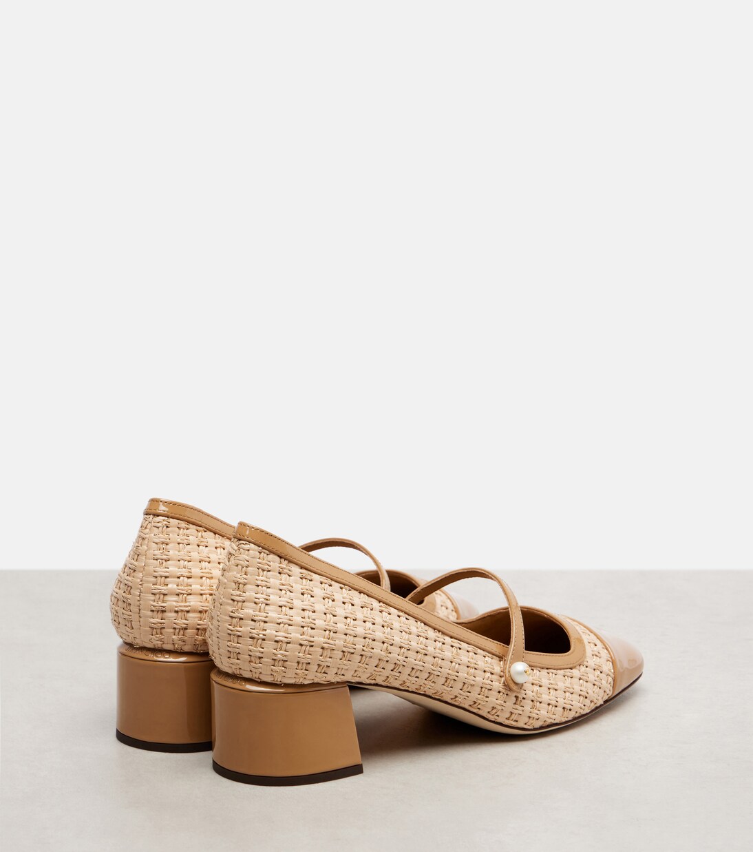 Elisa 45 raffia-effect Mary Jane pumps | Jimmy Choo