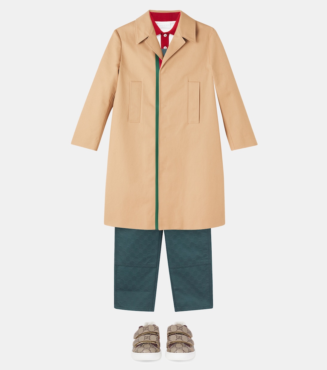 Web Stripe cotton coat | Gucci Kids