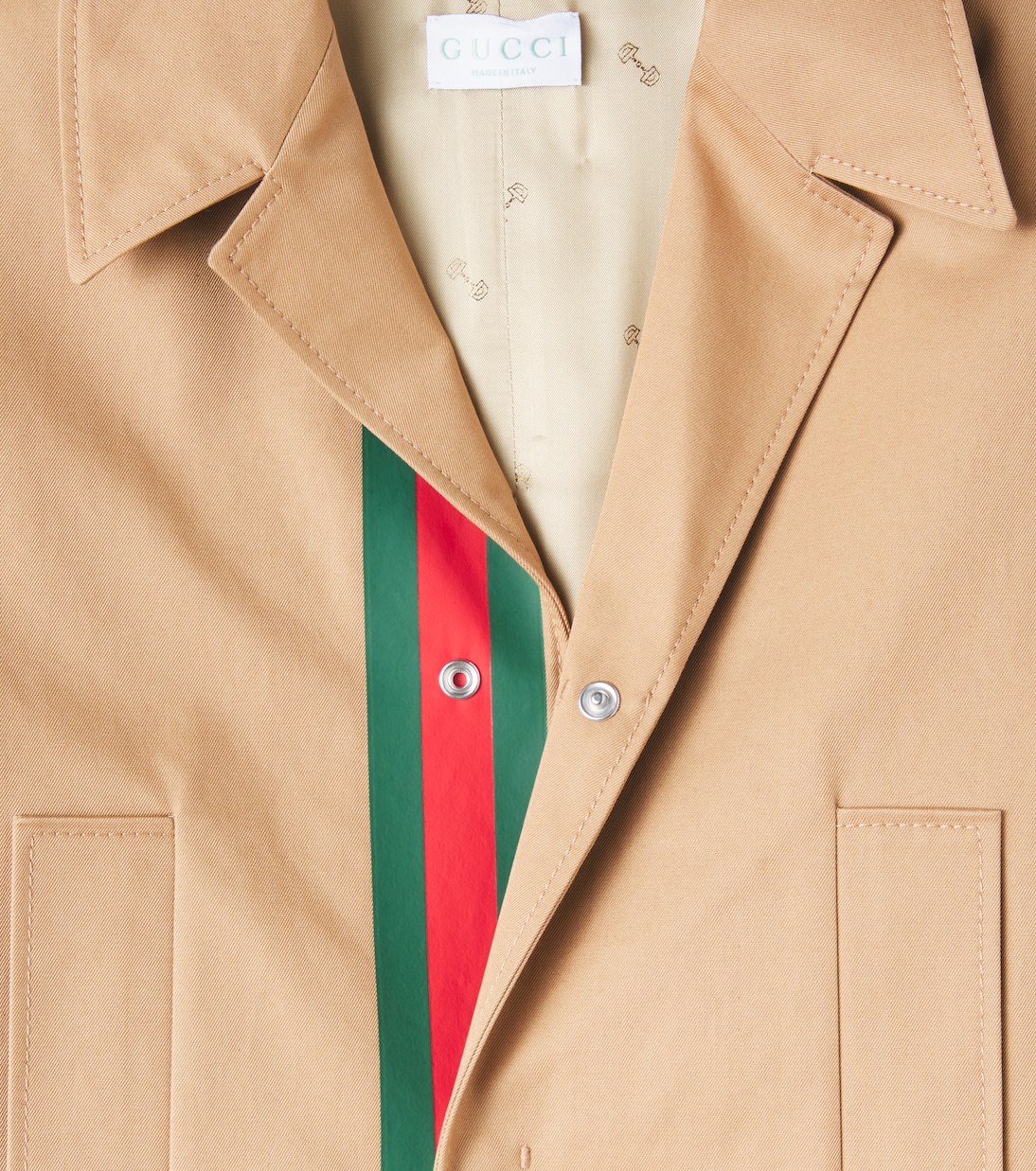 Web Stripe cotton coat | Gucci Kids