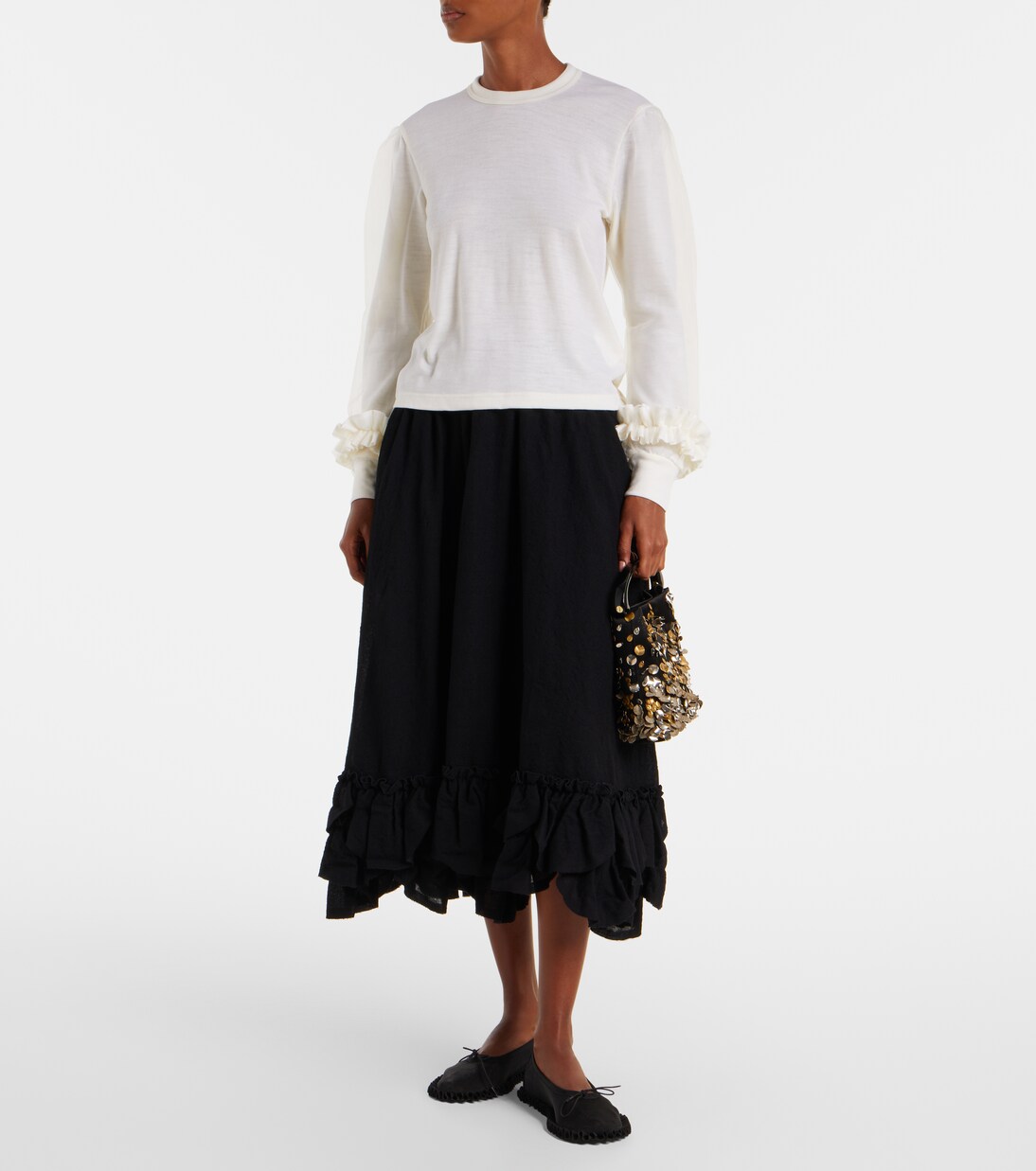 Pull en laine et tulle | Noir Kei Ninomiya