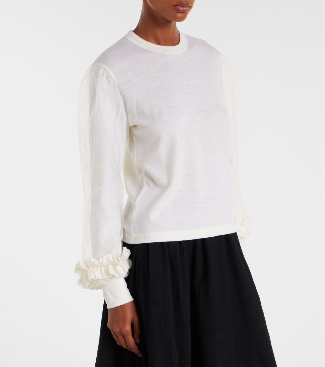 Pull en laine et tulle | Noir Kei Ninomiya