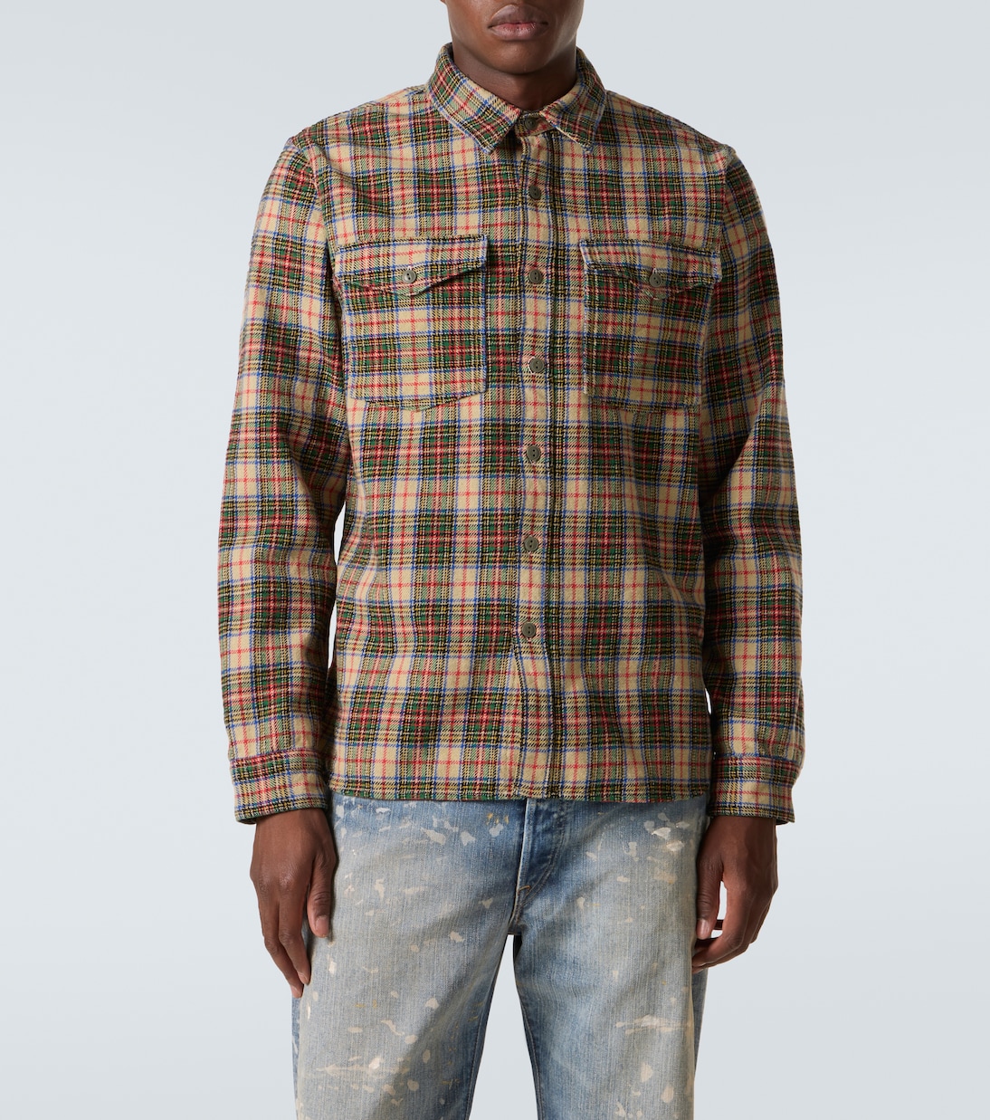 Plaid wool and cotton-blend twill shirt | RRL