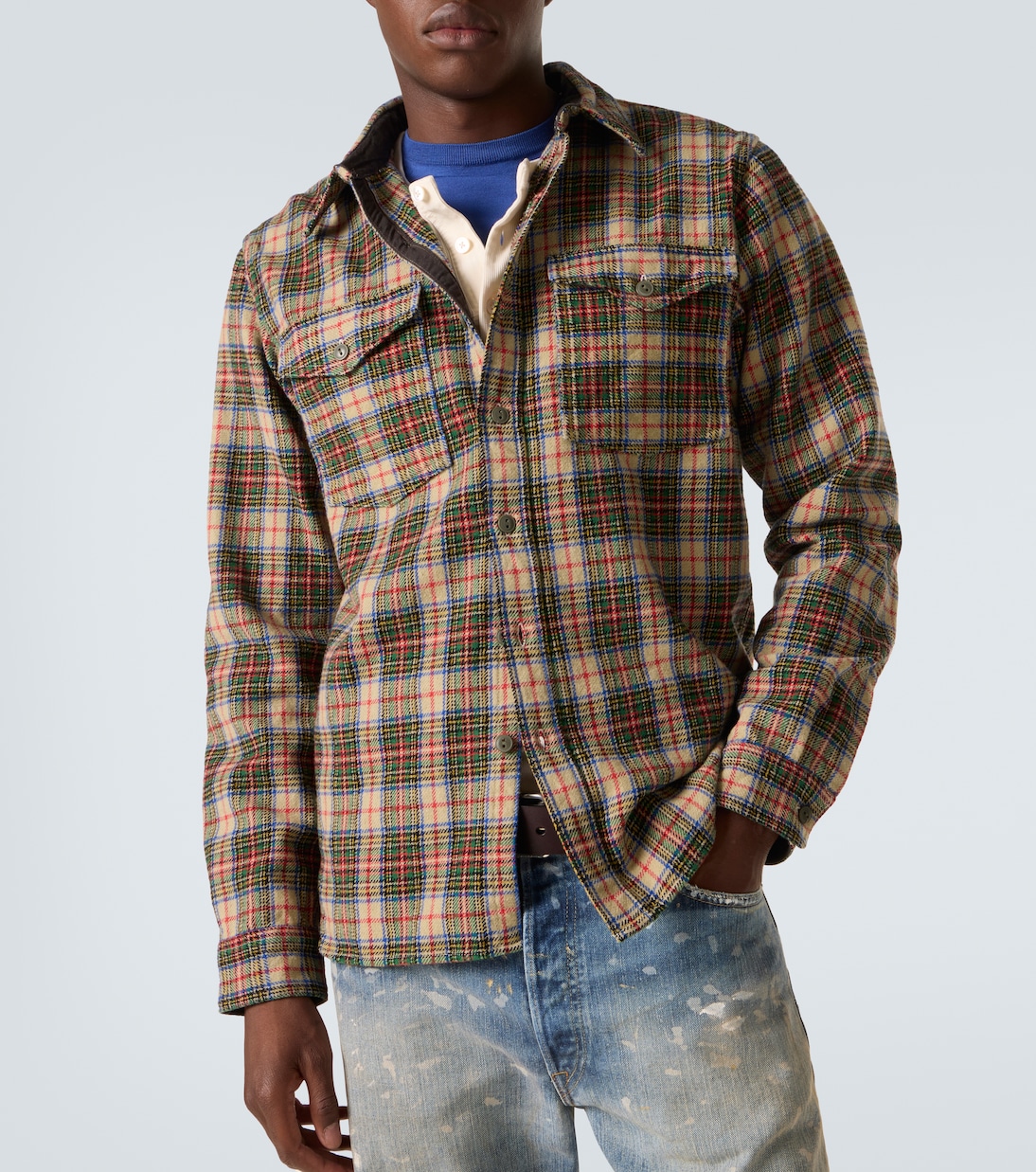 Plaid wool and cotton-blend twill shirt | RRL