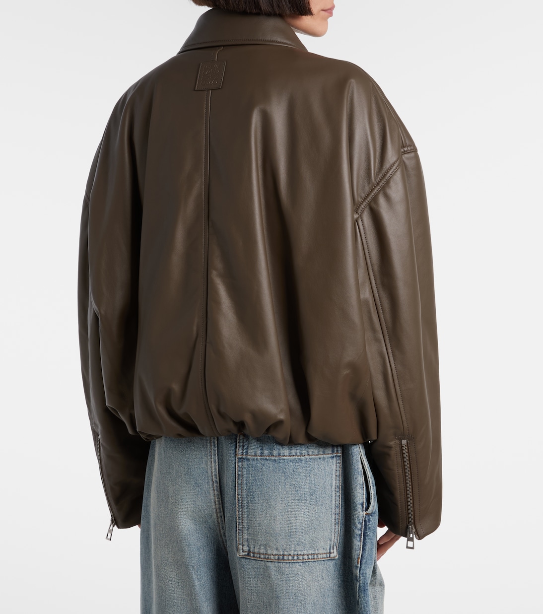 Cropped leather biker jacket | Loewe