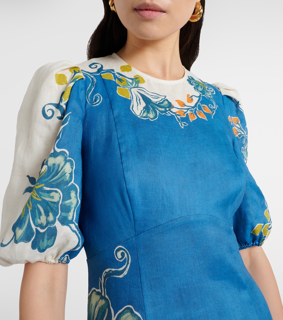 Robe midi Luda en lin à fleurs | Alémais