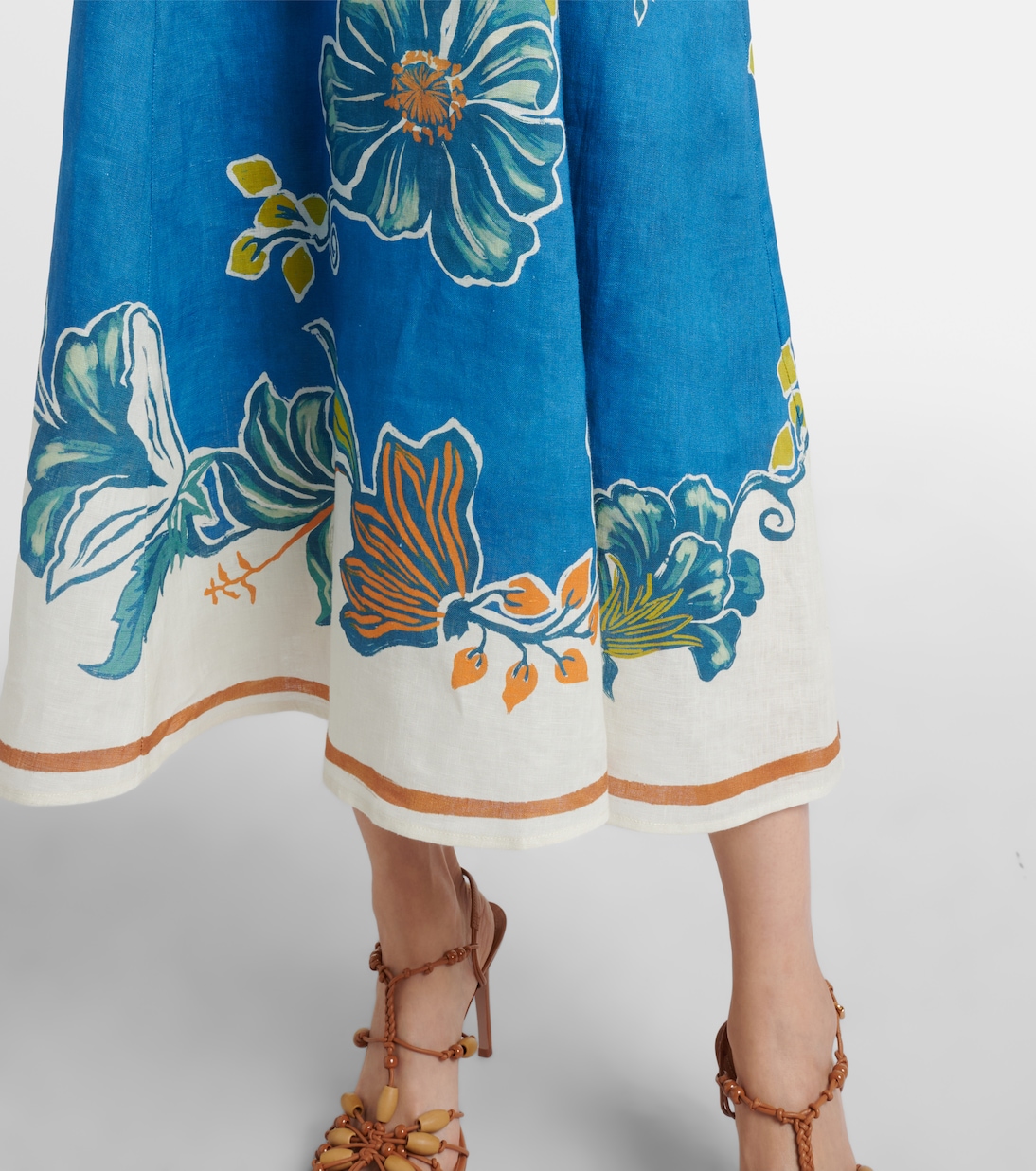 Robe midi Luda en lin à fleurs | Alémais