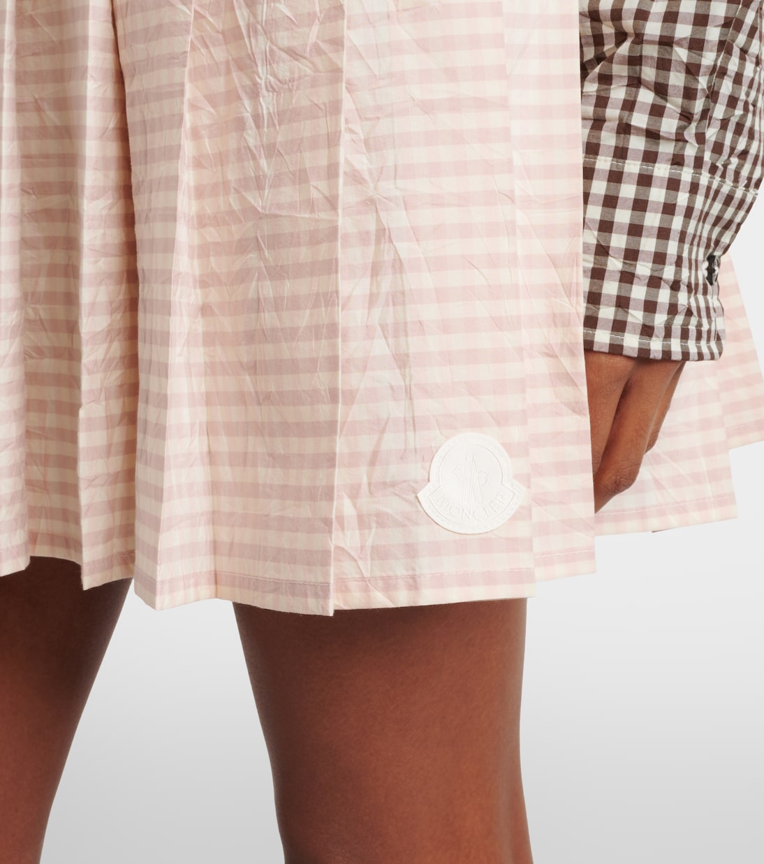 Checked pleated cotton-blend miniskirt | Moncler