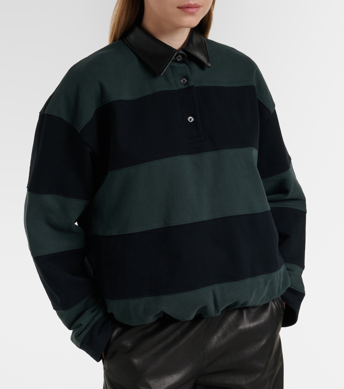 Polo oversized de jersey algodón a rayas | Acne Studios