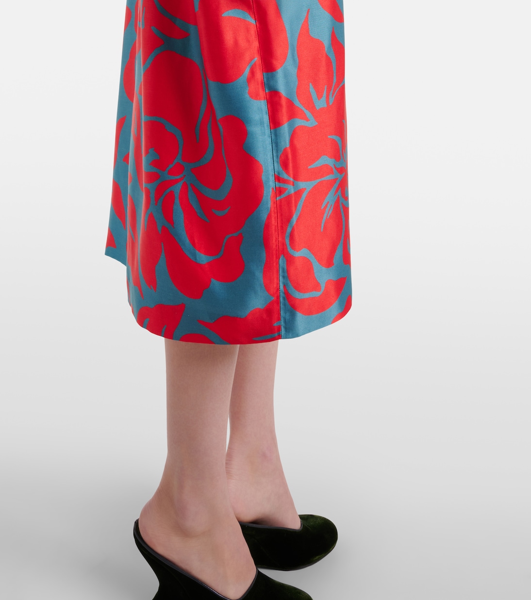 Robe midi en satin à fleurs | Dries Van Noten