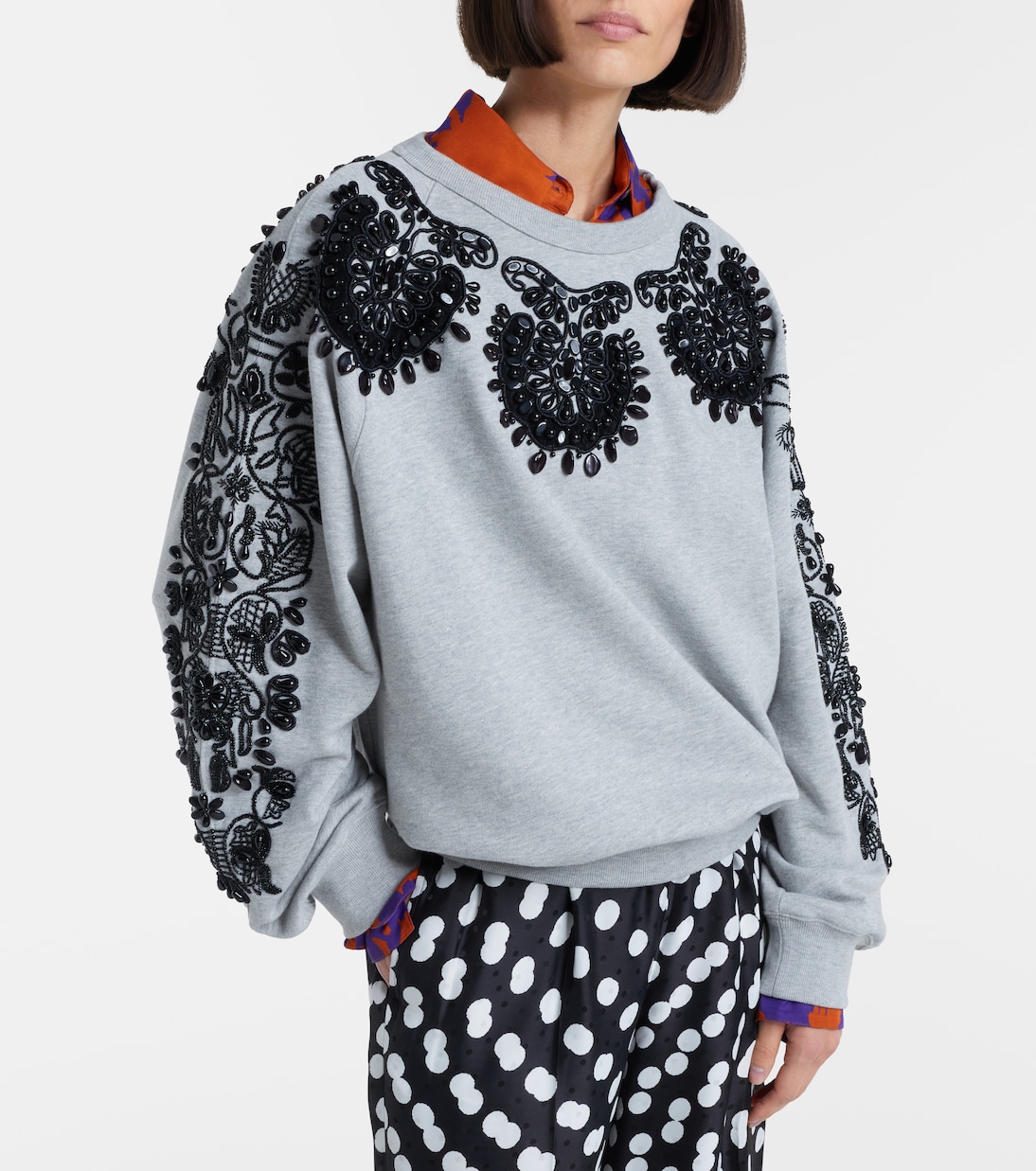 Embellished cotton jersey sweatshirt | Dries Van Noten