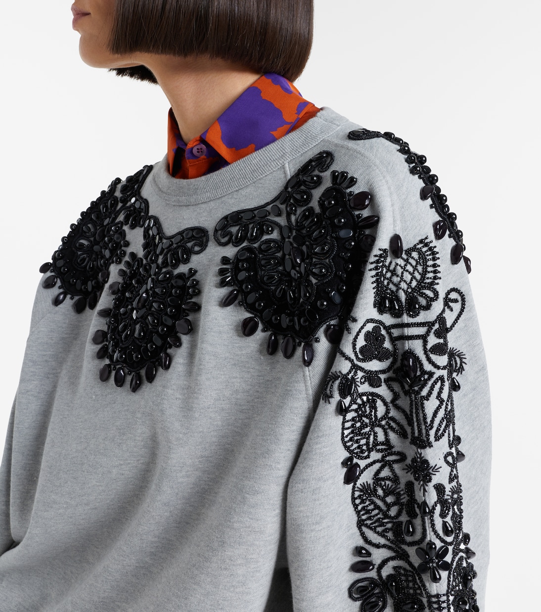 Embellished cotton jersey sweatshirt | Dries Van Noten