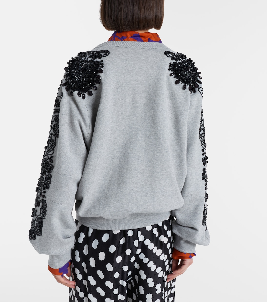 Embellished cotton jersey sweatshirt | Dries Van Noten