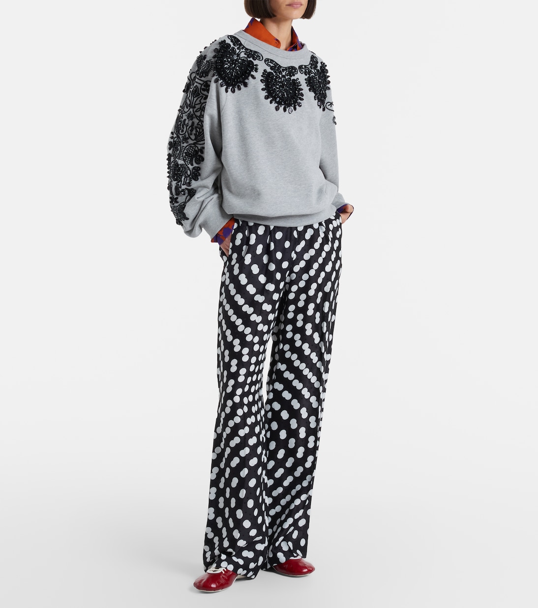 Embellished cotton jersey sweatshirt | Dries Van Noten