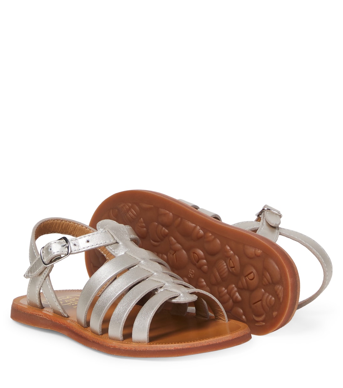 Sandalen Plagette Strap aus Metallic-Leder | Pom d'Api