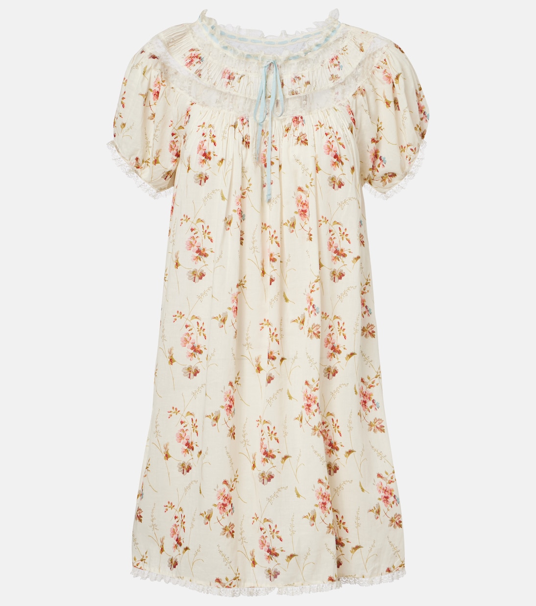 Floral lace-trimmed cotton poplin minidress | Dôen