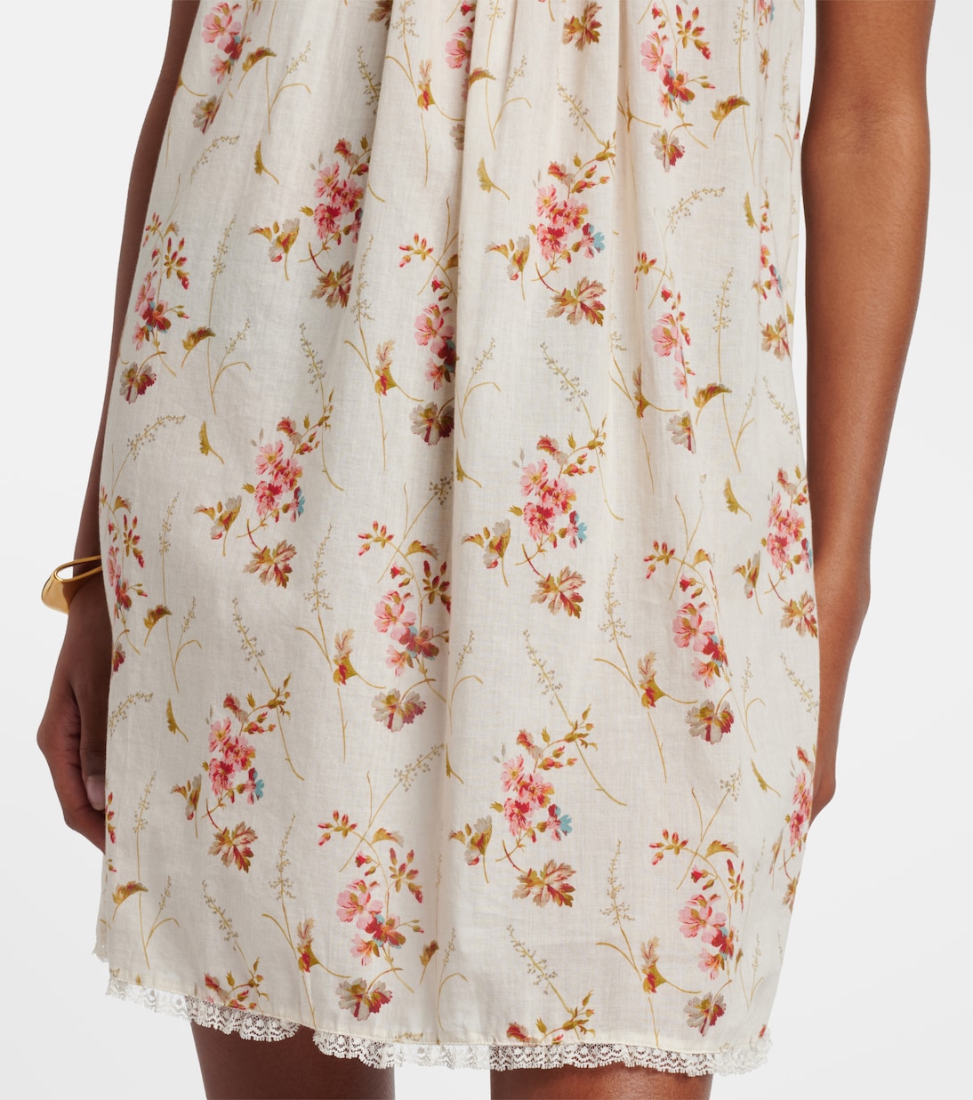 Floral lace-trimmed cotton poplin minidress | Dôen