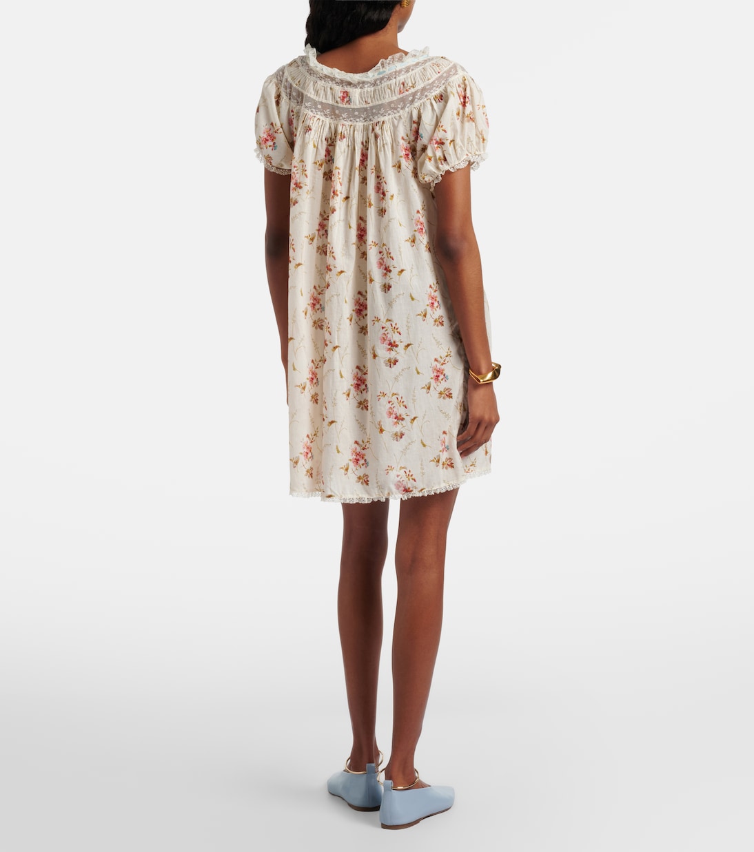 Floral lace-trimmed cotton poplin minidress | Dôen