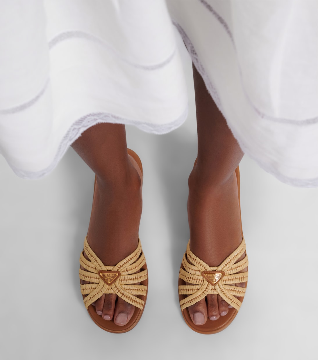 Crochet raffia-effect slides | Prada