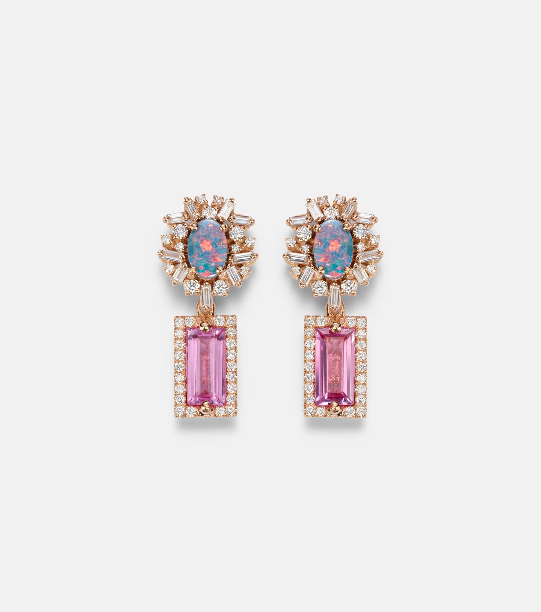 18kt rose gold drop earrings with gemstones | Suzanne Kalan