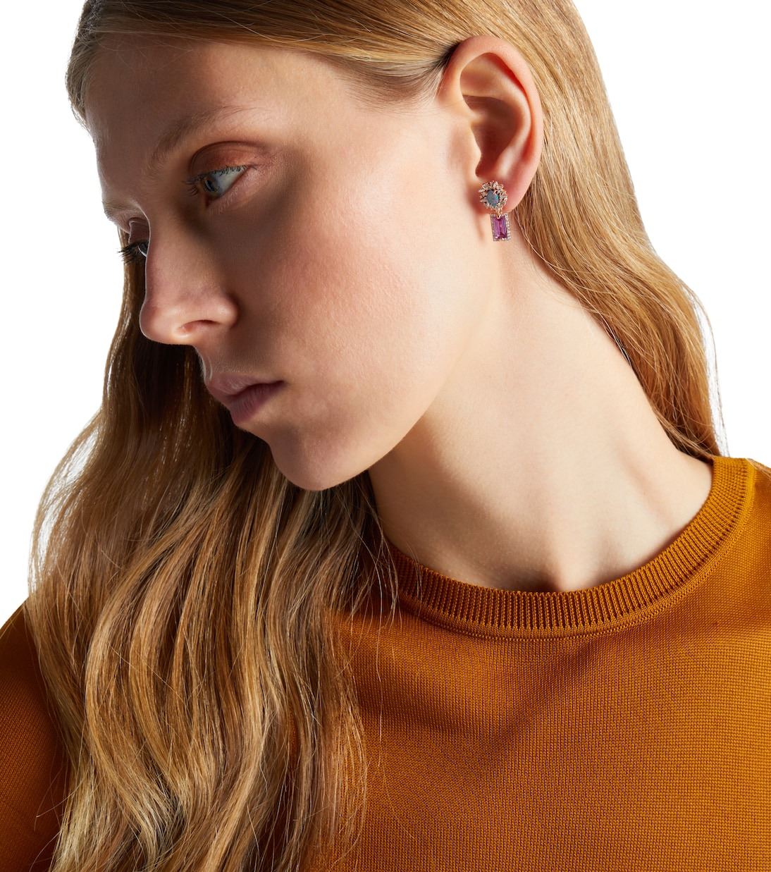 18kt rose gold drop earrings with gemstones | Suzanne Kalan