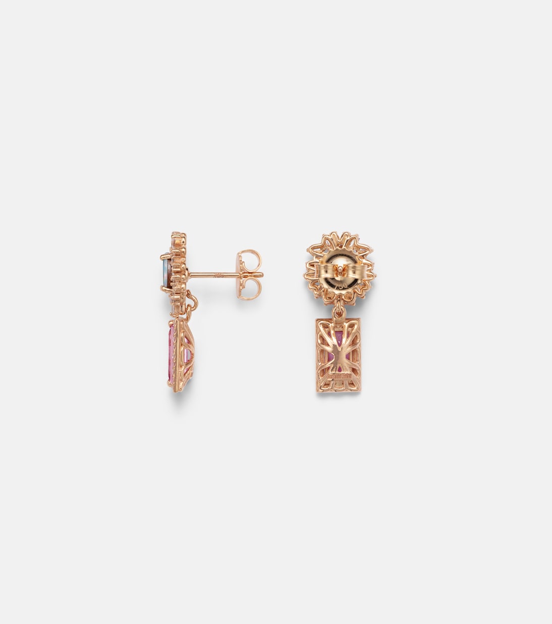 18kt rose gold drop earrings with gemstones | Suzanne Kalan